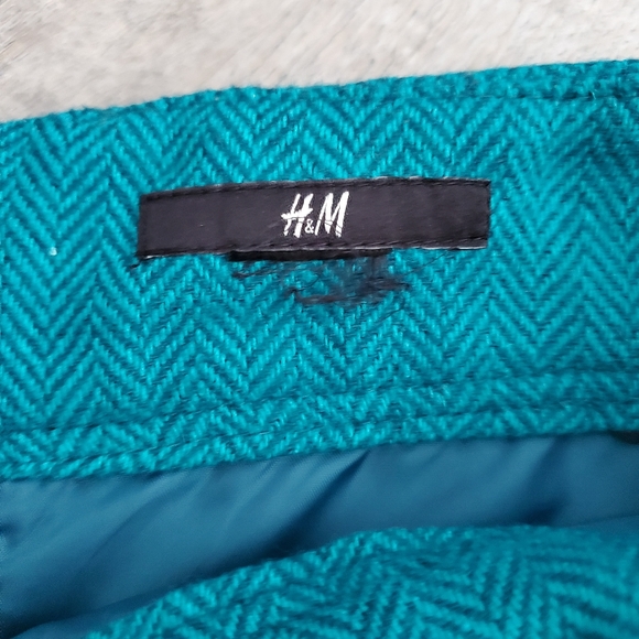 H&M Teal Tweed Mini Skirt Size 6 - Picture 5 of 5